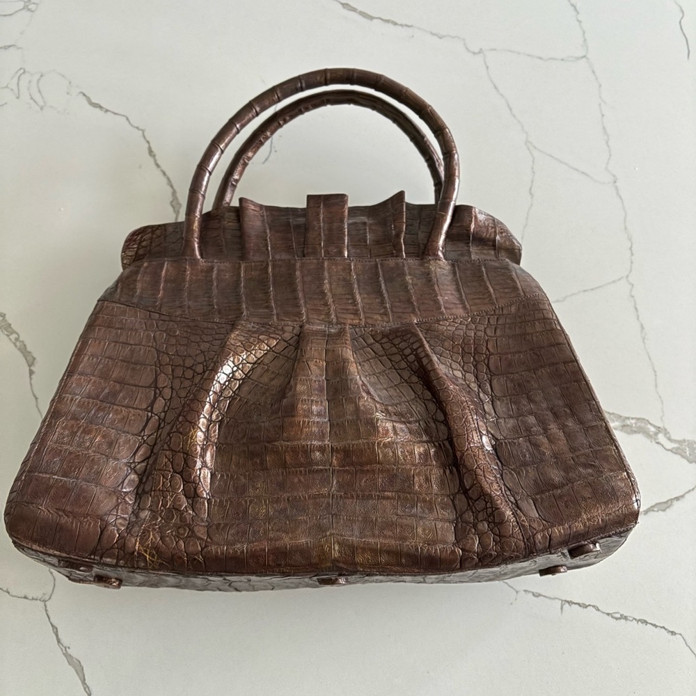 Nancy Gonzalez Brown Leather Satchel Timeless Design - Picture 1 of 11